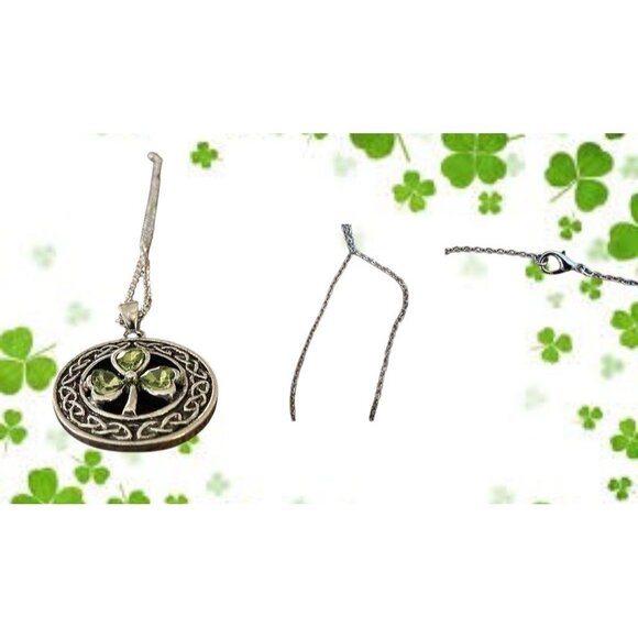 Shamrock Necklace New Celtic Knot Open Cut Design 18 in Chain St Patrick… - Picture 9 of 10